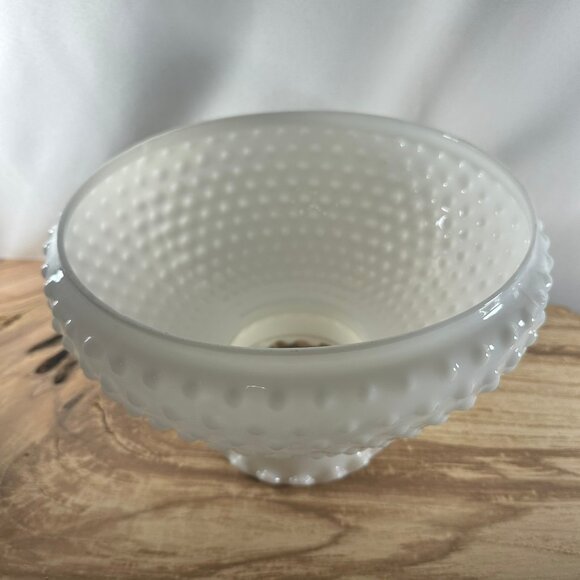 Vintage White Milk Glass Hobnail Lamp Globe Shade 10" Fitter Crimped Ruffled - Picture 5 of 9